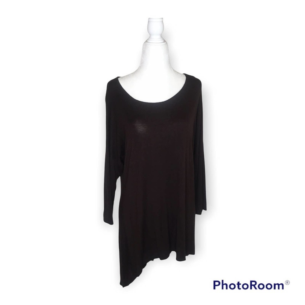 AZULES Black Asymmetrical Knit Tunic, Size Small